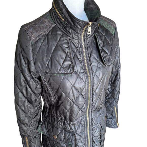 Sam Edelman Women's Lexi Quilted Jacket with Plaid Trim- Size Small - Picture 6 of 16